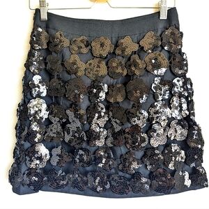 See By Chloe Short Skirt 🖤 Black Sequined Detail US Women's Size 2 NWOT Cotton